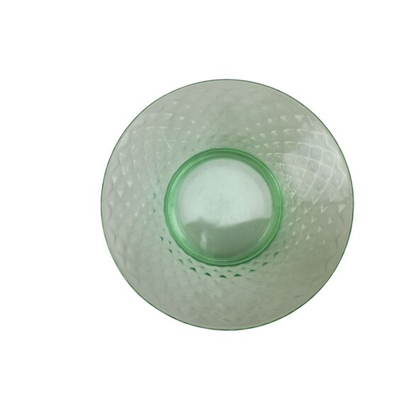 Imperial Glass Diamond Quilted Green 6-5/8" Round Footed Bowl Vintage - Picture 5 of 8